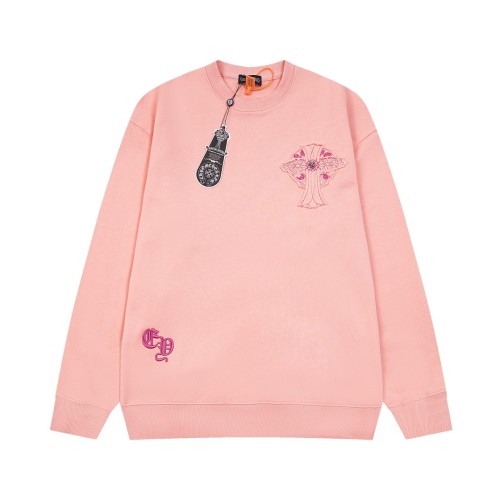 Chrome Hearts Fashion Heavy Industry 3D Patchwork Embroidered Casual Round Neck Hoodie