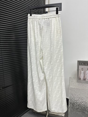 Fendi Women's Classic Full Print FF Wide Leg Pants