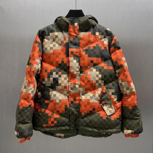Louis Vuitton Fashion Mosaic Hooded Down Cotton Jacket Coat