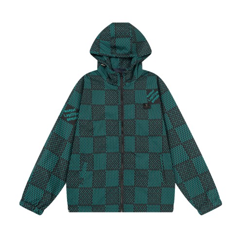 Louis Vuitton New Classic Checkered Zipper Windproof Hoodie Jacket