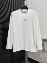 Prada New Simple Triangle Logo Velvet Long Sleeve Undercoat