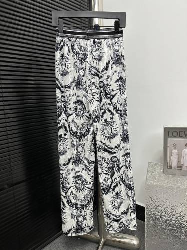 Dior Women's Classic Full Print Versatile Wide Leg Pants