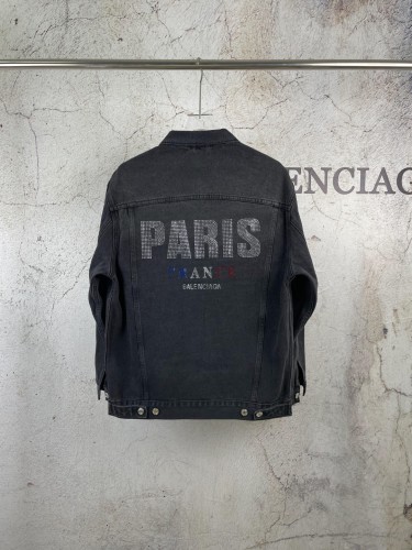 Balenciaga New Classic Hot Diamond Letter Denim Jacket Coat