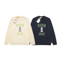 Dior Fashion 1947 Logo Embroidered Round Neck Hoodie Couple Casual Loose Sweatshirt