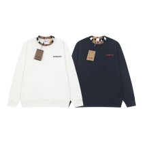 Burberry Fashion Splicing Grid Embroidered Casual Round Neck Hoodie