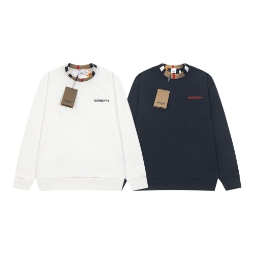 Burberry Fashion Splicing Grid Embroidered Casual Round Neck Hoodie
