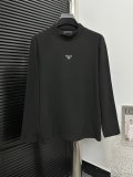 Prada New Simple Triangle Logo Velvet Long Sleeve Undercoat