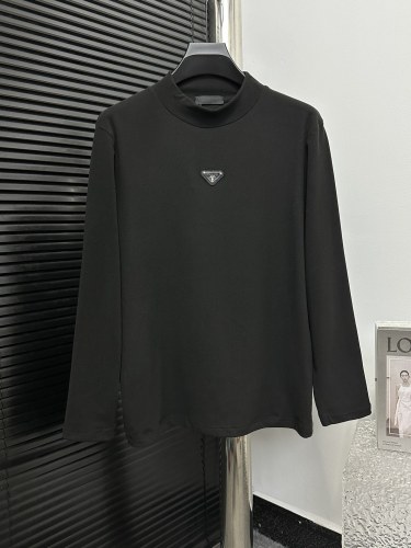Prada New Simple Triangle Logo Velvet Long Sleeve Undercoat