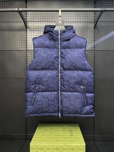 Gucci Classic Versatile Full Double G Zipper Hooded Down Vest