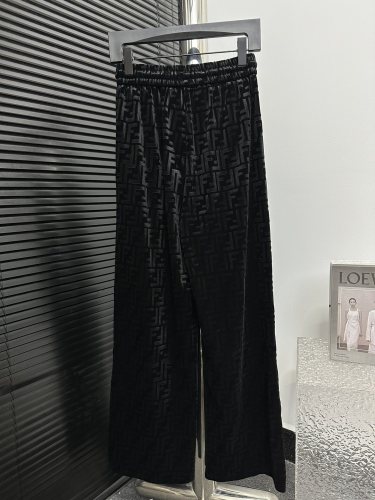 Fendi Women's Classic Full Print FF Wide Leg Pants