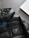 Prada Classic Home Triangle Label Hooded Short Down Jacket