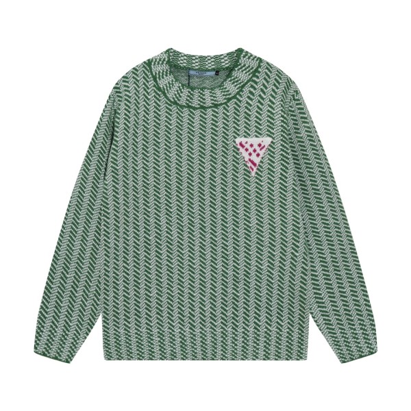 Prada New Fashion Triangle Logo Pattern Jacquard Sweater