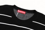 Supreme New Line Letter Splicing Round Neck Wool Sweater