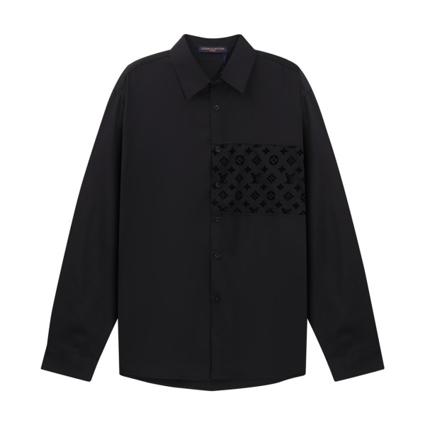 Louis Vuitton Classic Splicing Dark Pattern Logo Shirt