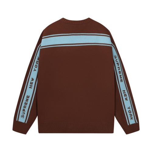 Supreme New Line Letter Splicing Round Neck Wool Sweater