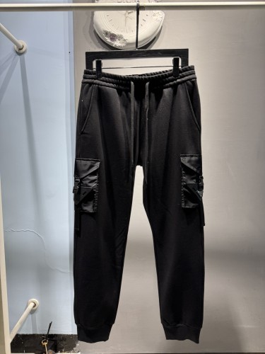 Prada New Leather Logo Double Pocket Casual Pants