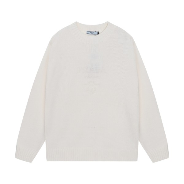 Prada New Simple 3D Logo Jacquard Round Neck Sweater
