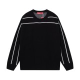 Supreme New Line Letter Splicing Round Neck Wool Sweater