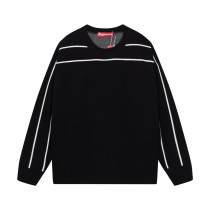 Supreme New Line Letter Splicing Round Neck Wool Sweater