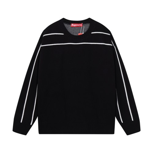 Supreme New Line Letter Splicing Round Neck Wool Sweater