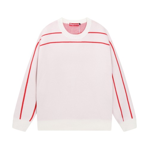 Supreme New Line Letter Splicing Round Neck Wool Sweater