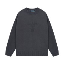 Prada New Simple 3D Logo Jacquard Round Neck Sweater