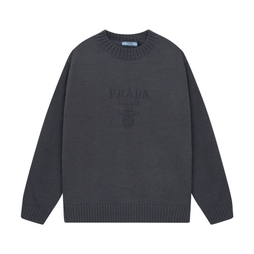 Prada New Simple 3D Logo Jacquard Round Neck Sweater