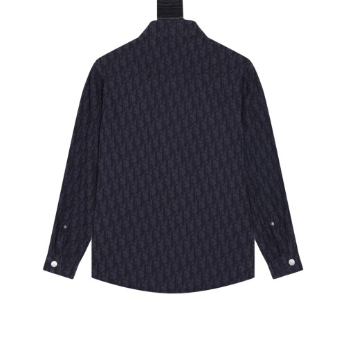 Dior New CD Old Flower Dark Pattern Jacquard Denim Long Sleeve Shirt