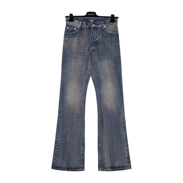 Balenciaga New Classic Vertical Pattern Micro Pull Wash Water Denim Jeans