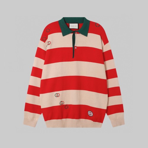 Gucci New Classic Color Double G Embroidered Polo Knitted Sweater
