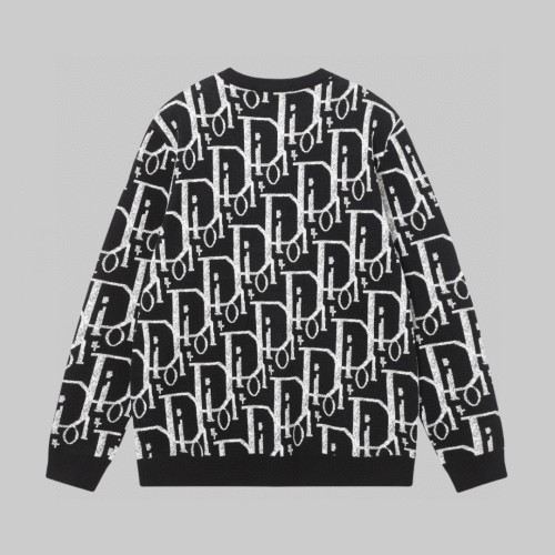 Dior New Couple Full Logo Jacquard Round Neck Jacquard Knitted Sweater