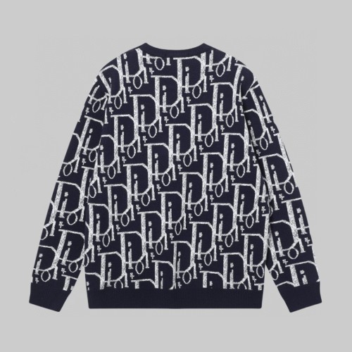 Dior New Couple Full Logo Jacquard Round Neck Jacquard Knitted Sweater
