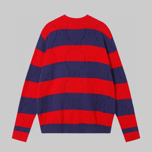 Gucci New College Style Striped Hollow Knitted Sweater