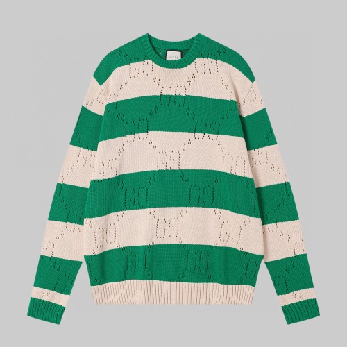 Gucci New College Style Striped Hollow Knitted Sweater