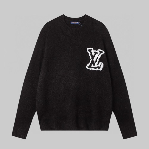 Louis Vuitton New Classic Logo Jacquard Round Neck Wool Sweater