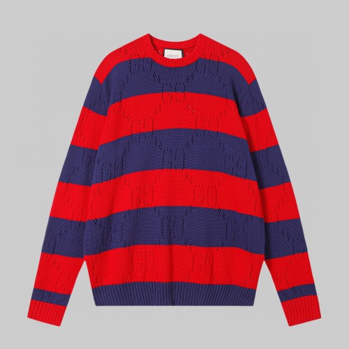 Gucci New College Style Striped Hollow Knitted Sweater