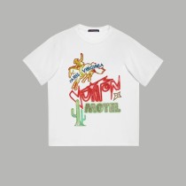 Louis Vuitton New Watercolor Graffiti Element Logo Printed Short Sleeve T-shirt