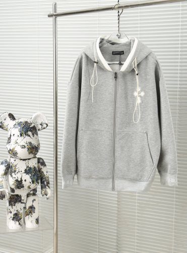 Chrome Hearts New 3D Sanskrit Embroidered Hooded Zipper Hoodie Jacket