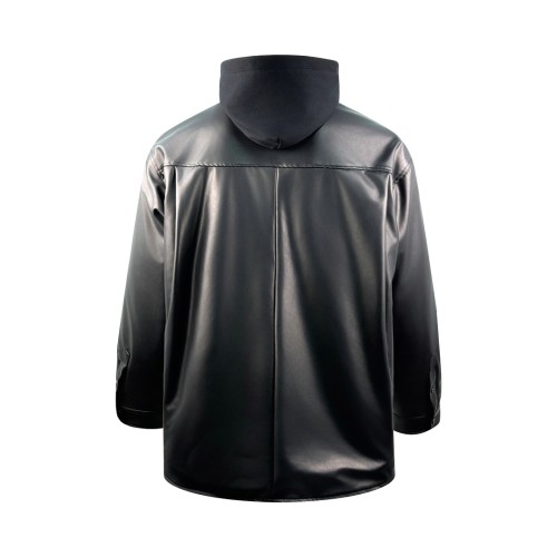 Balenciaga New Classic Zipper Hoodie Leather Jacket Parker