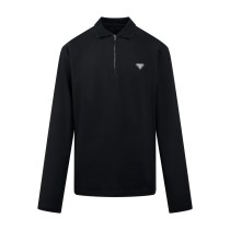 Prada New Triangle Zipper Long Sleeve Polo Shirt
