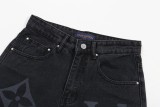 Louis Vuitton New Gradient Printed Large Logo Black Washed Straight leg Jeans