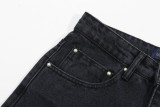 Louis Vuitton New Gradient Printed Large Logo Black Washed Straight leg Jeans