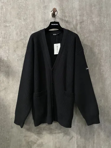 Balenciaga Classic New Offset Logo Knitted Cardigan Sweater
