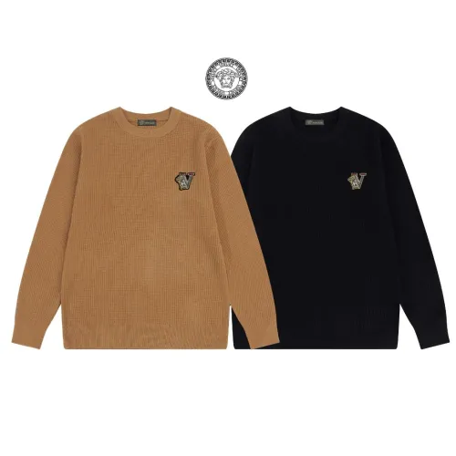Versace Unisex Classic Basic Style Casual Waffle Sweater