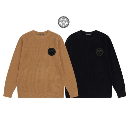Versace Unisex Classic Basic Style Casual Waffle Sweater