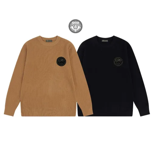 Versace Unisex Classic Basic Style Casual Waffle Sweater