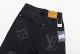 Louis Vuitton New Gradient Printed Large Logo Black Washed Straight leg Jeans