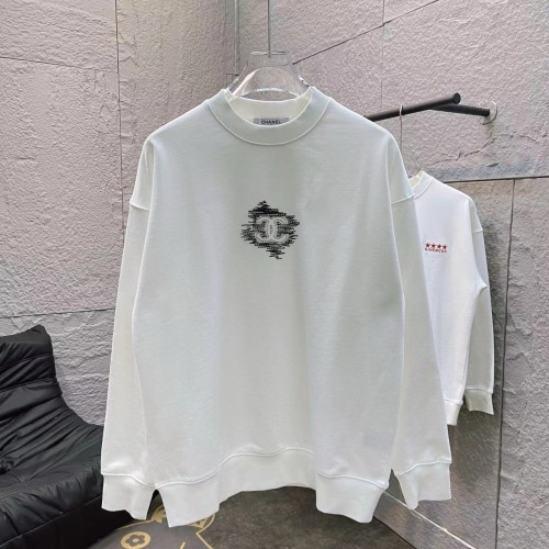 Chanel Couple's New Small Double C Letter Embroidered Round Neck Hoodie