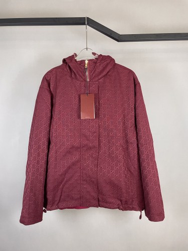 Gucci New Couple Double G Jacquard Double Sided Long Sleeved Hooded Jacket