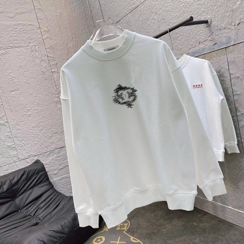 Chanel Couple's New Small Double C Letter Embroidered Round Neck Hoodie